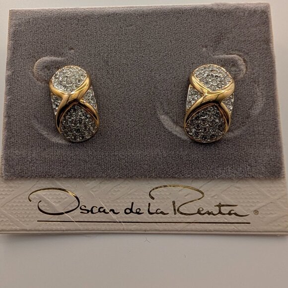 Oscar de la Renta Never Worn Pave Crystal Necklace & Pierced Earring Set - Picture 4 of 10